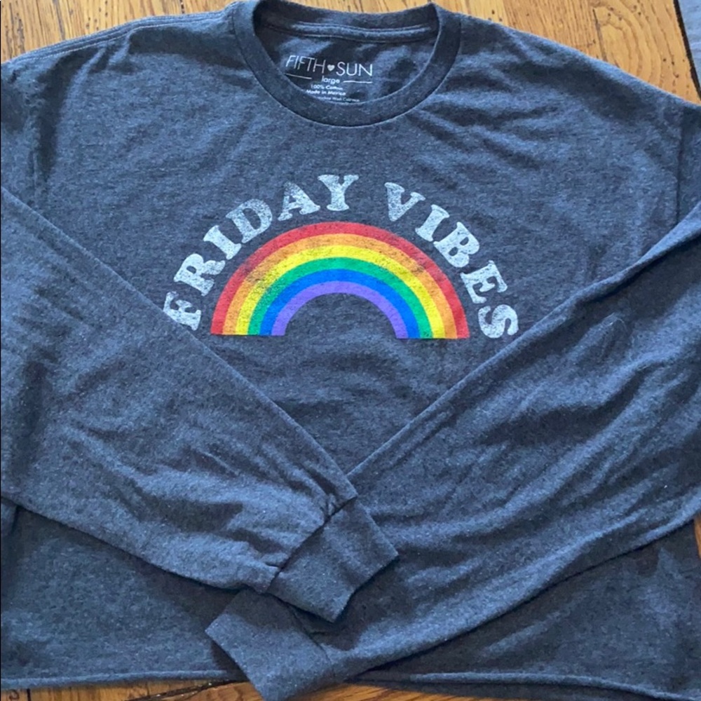Adorable rainbow crop sweatshirt size large